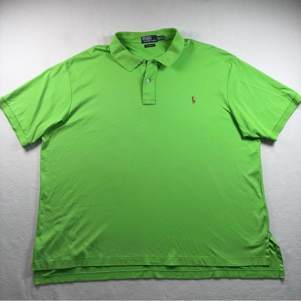 Polo Ralph Lauen Polo Shirt Mens 3XB Lime Green Pima Cotton Flesh Pony